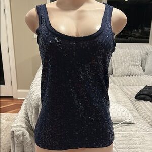 J. Crew Blue Sequin Fitted Tank Top.. Sz xs